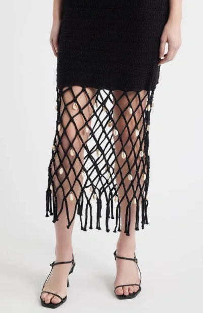 Rails Nastia Shell Embellished Cotton Blend Cover-up Dress In Black