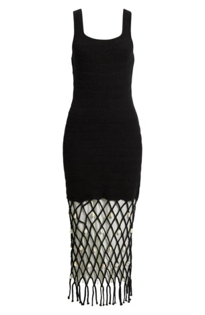 Rails Nastia Shell Embellished Cotton Blend Cover-up Dress In Black