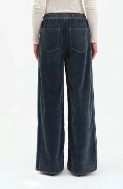 Daze Cozy Drawcord Wide Leg Pants In Blue