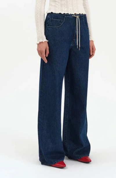 Daze Madison Tie Waist Wide Leg Jeans In Blue