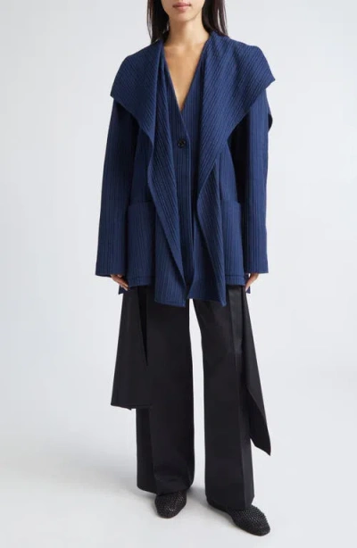 Eenk Drape Collar Jacket In Blue