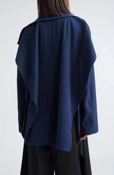 Eenk Drape Collar Jacket In Blue