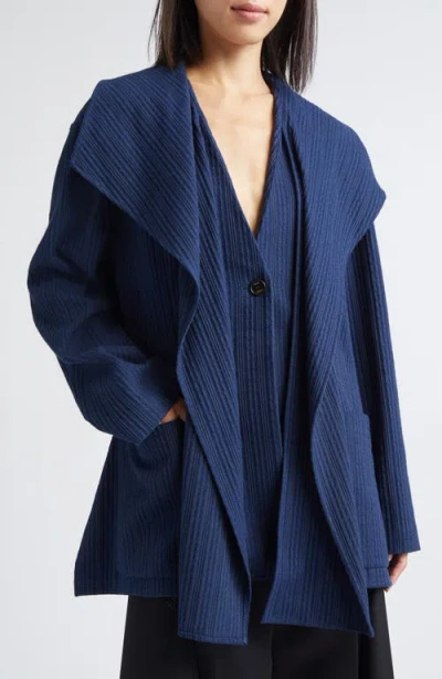 Eenk Drape Collar Jacket In Blue