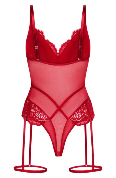 Hunkemoller Hunkemöller Whitney Lace & Mesh Bodysuit In Red