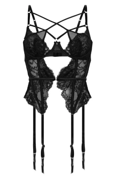 Hunkemoller Hunkemöller Anna Strappy Underwire Lace Basque In Black