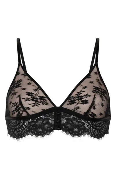 Hunkemoller Hunkemöller Lou Eyelash Lace Triangle Bralette In Black