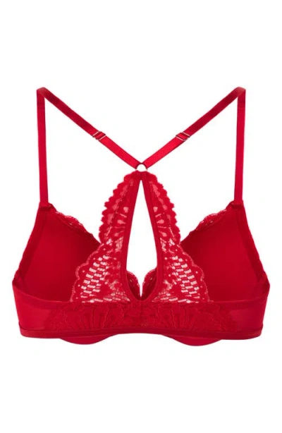Hunkemoller Hunkemöller Whitney Floral Underwire Front Clasp Push-up Bra In Red