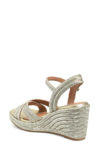 Söfft Newbury Espadrille Ankle Strap Platform Wedge Sandal In Silver