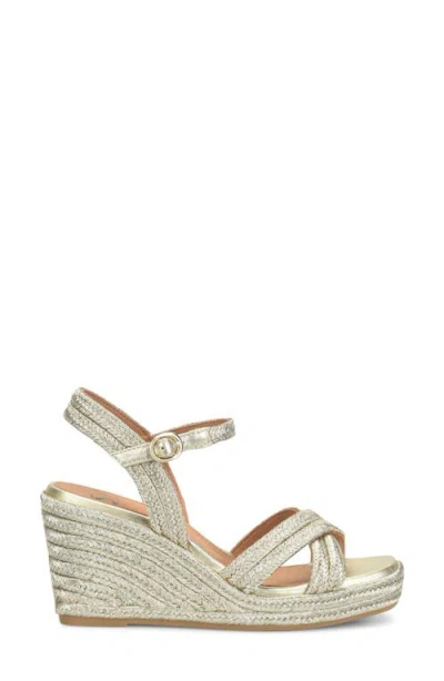 Söfft Newbury Espadrille Ankle Strap Platform Wedge Sandal In Silver