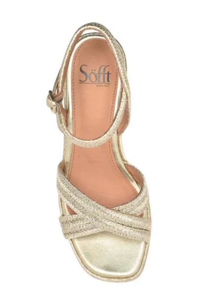 Söfft Newbury Espadrille Ankle Strap Platform Wedge Sandal In Silver