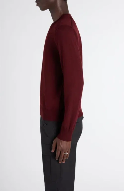 Alexander Mcqueen Mcqueen Embroidered Skull Wool Crewneck Sweater In Burgundy