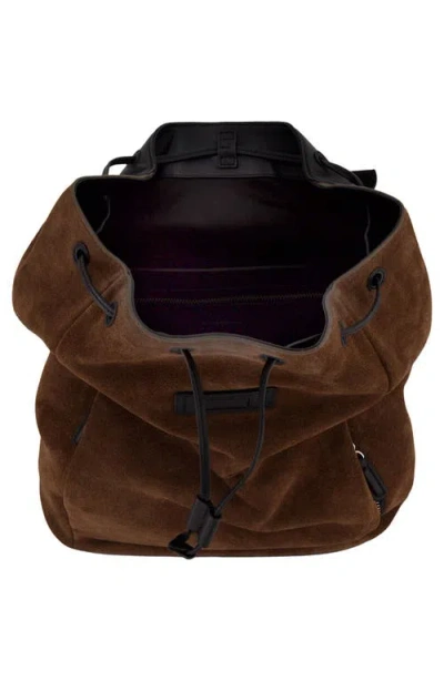Vince Drayton Suede Flap Backpack In Brown