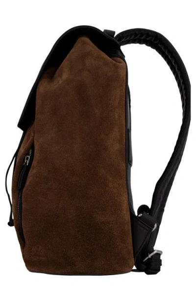 Vince Drayton Suede Flap Backpack In Brown