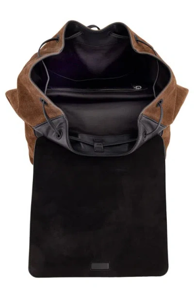 Vince Drayton Suede Flap Backpack In Brown