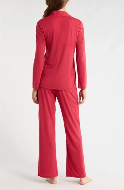 Natori Embroidered Jersey Pajamas In Red