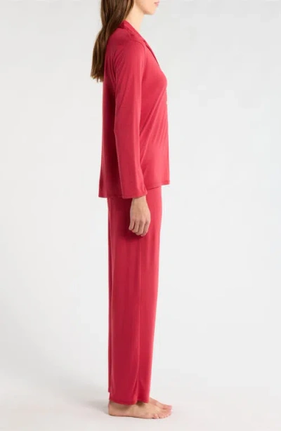 Natori Embroidered Jersey Pajamas In Red