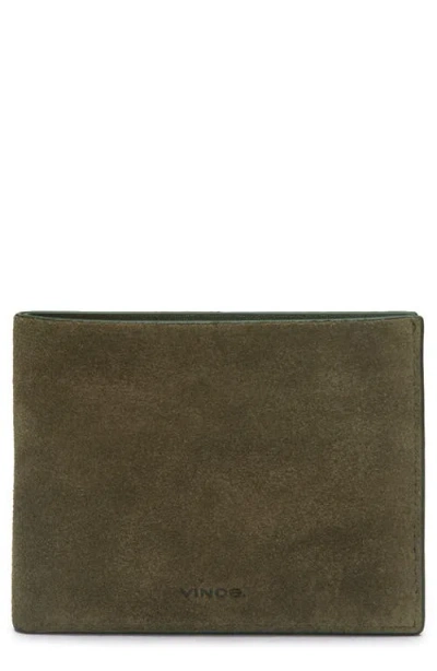 Vince Suede Bifold Wallet In Green