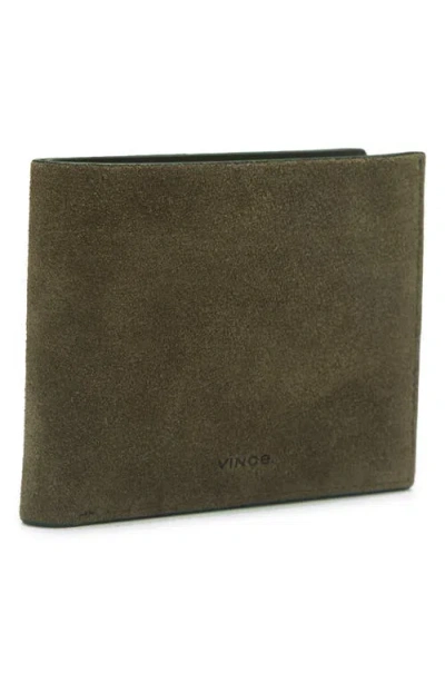 Vince Suede Bifold Wallet In Green