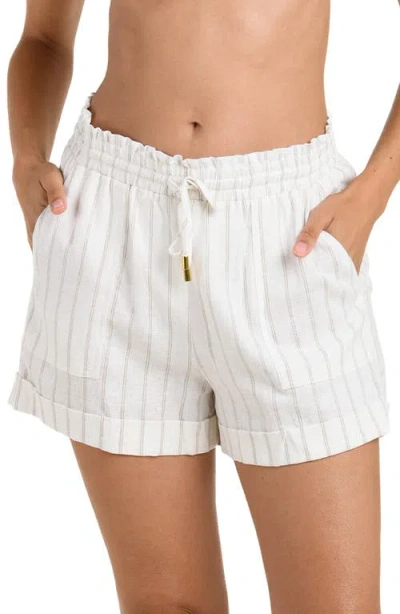 La Blanca Delphine Coast Linen Blend Cover-up Shorts In Multi