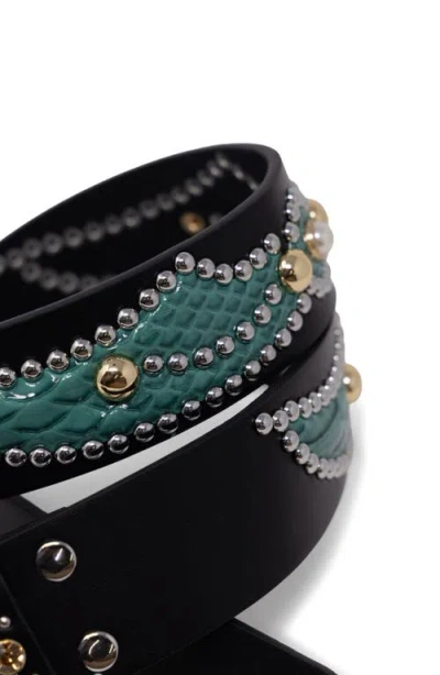 Mnml Snakeskin Embossed Leather Belt In Black