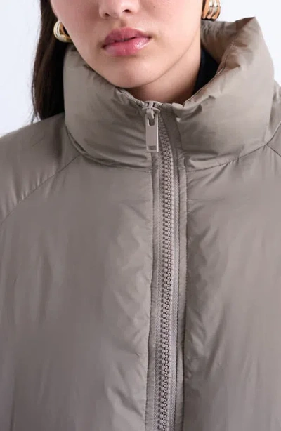 Topshop Puffer Bomber Jacket In Gray