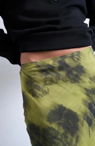 Topshop Bias Cut Satin Maxi Skirt In Green