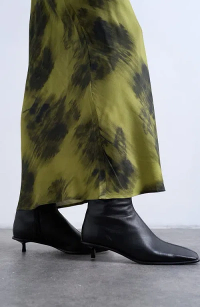 Topshop Bias Cut Satin Maxi Skirt In Green