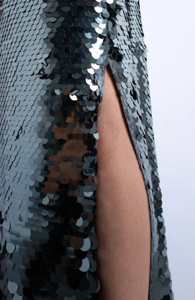 Topshop Sequin Column Maxi Skirt In Animal Print