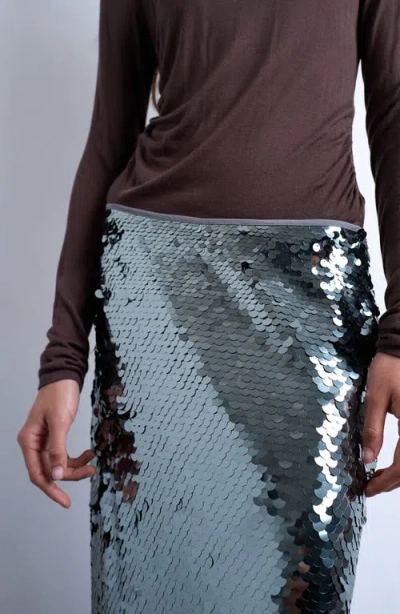 Topshop Sequin Column Maxi Skirt In Animal Print