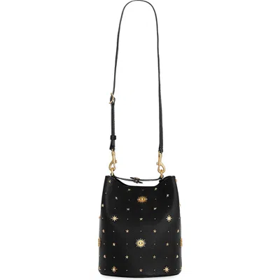 Rebecca Minkoff Evil Eye Studded Leather Bucket Bag In Black
