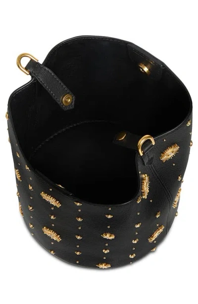 Rebecca Minkoff Evil Eye Studded Leather Bucket Bag In Black