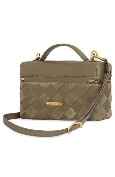 Rebecca Minkoff Frankie Small Woven Leather Train Case In Green