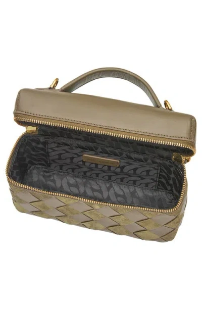 Rebecca Minkoff Frankie Small Woven Leather Train Case In Green