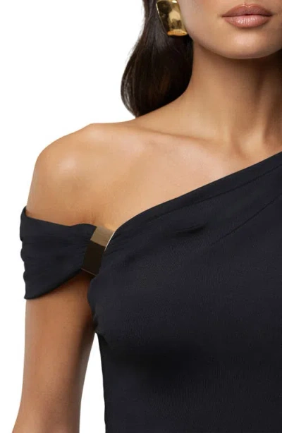 Jluxlabel Nightscape One-shoulder Body-con Minidress In Black