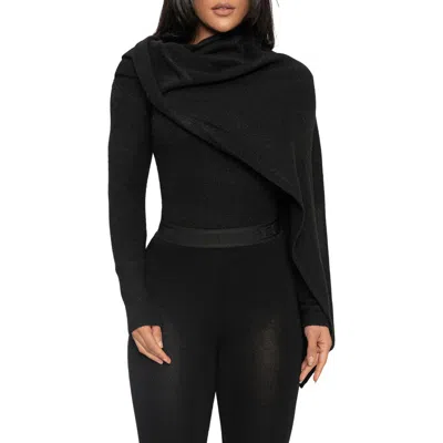 Jluxlabel Rib Scarf Sweater In Black