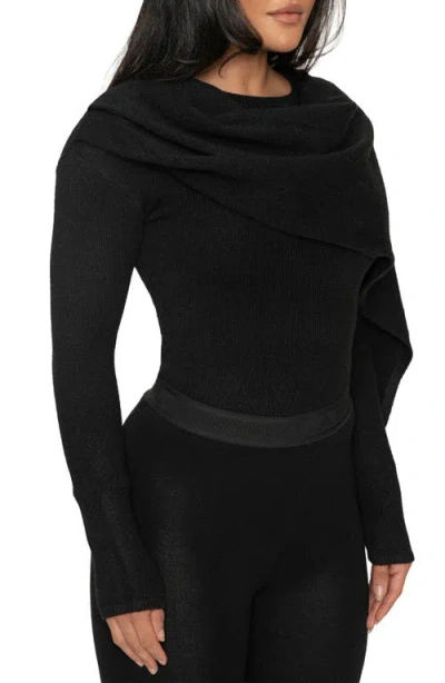 Jluxlabel Rib Scarf Sweater In Black