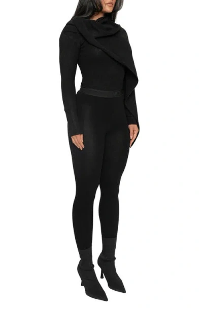 Jluxlabel Rib Scarf Sweater In Black