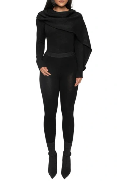 Jluxlabel Rib Scarf Sweater In Black