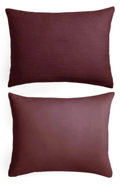 Calvin Klein Washed Texture Duvet Cover & Shams Set In Burgundy