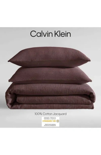 Calvin Klein Washed Texture Duvet Cover & Shams Set In Brown