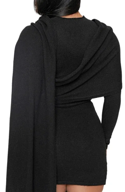 Jluxlabel Long Sleeve Scarf Body-con Minidress In Black