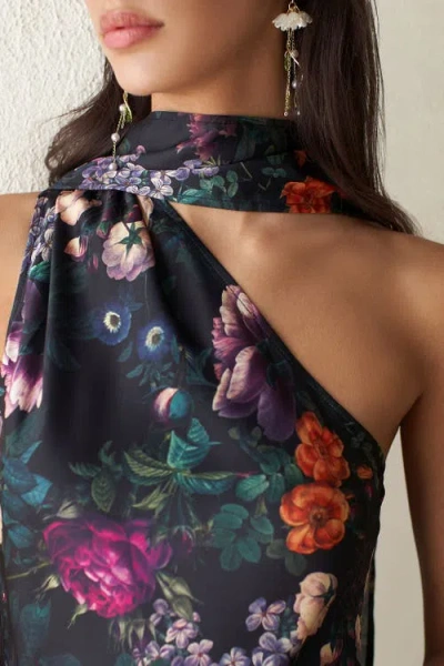 Vasiliki Liya Cannes One Sleeve Silky Maxi Dress In Black