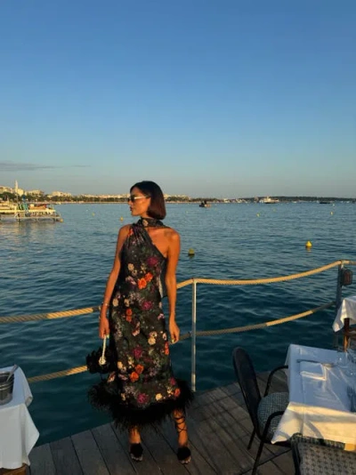 Vasiliki Liya Cannes One Sleeve Silky Maxi Dress In Black