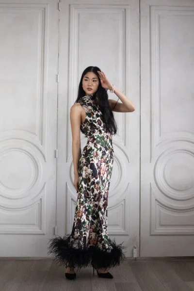 Vasiliki Liya One Sleeve Maxi Dress In Neutral