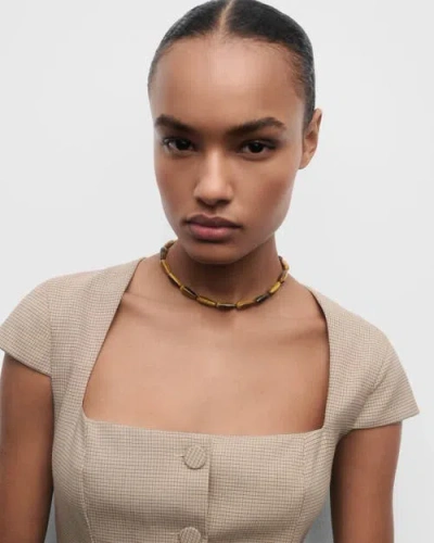 Pdpaola Tiger Eye Drop Necklace In Brown