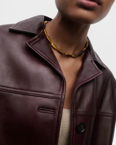 Pdpaola Tiger Eye Drop Necklace In Brown