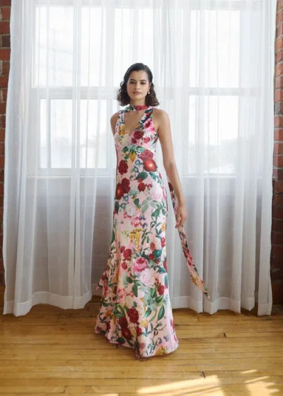 Vasiliki Catalina Silky Gown In Petal Muse In Pink