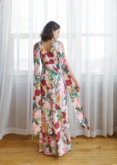 Vasiliki Catalina Silky Gown In Petal Muse In Pink