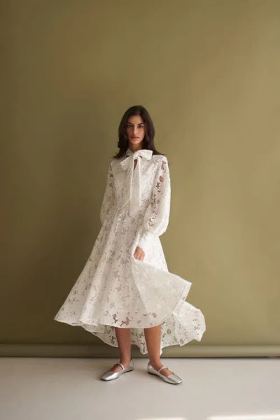 Vasiliki Mirabel Lace Midi Dress In Neutral