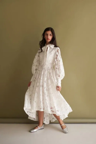 Vasiliki Mirabel Lace Midi Dress In Neutral